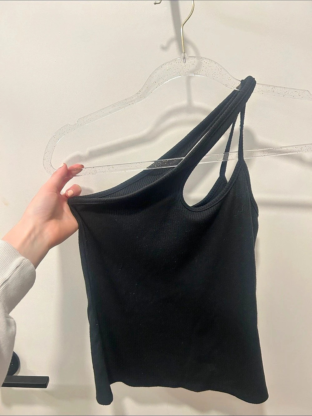 Lulus Black one shoulder Tank Top Size Small Like New